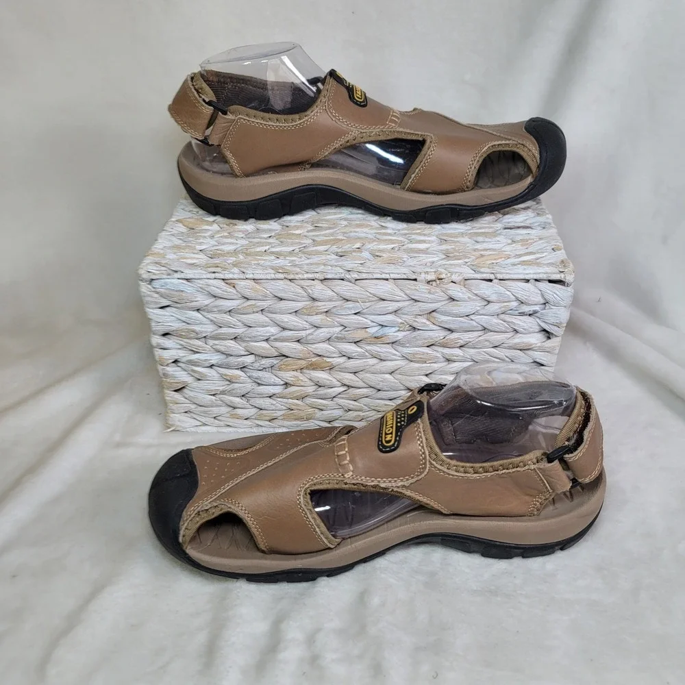 Camping Mens Brown Sandals Fisherman Outdoor Comfort Hiking Minimalist Size 11.5